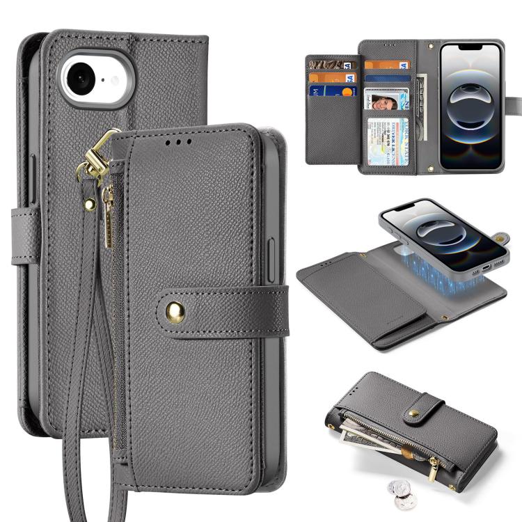 Dux Ducis Lawa Series 2 in 1 Wallet Zipper Detachable MagSafe Phone Case with Lanyard - For iPhone 17 Pro Max / 17 Pro / 17 / 17 Air / 16e / 16 Pro Max / 16 Pro / 16 Plus