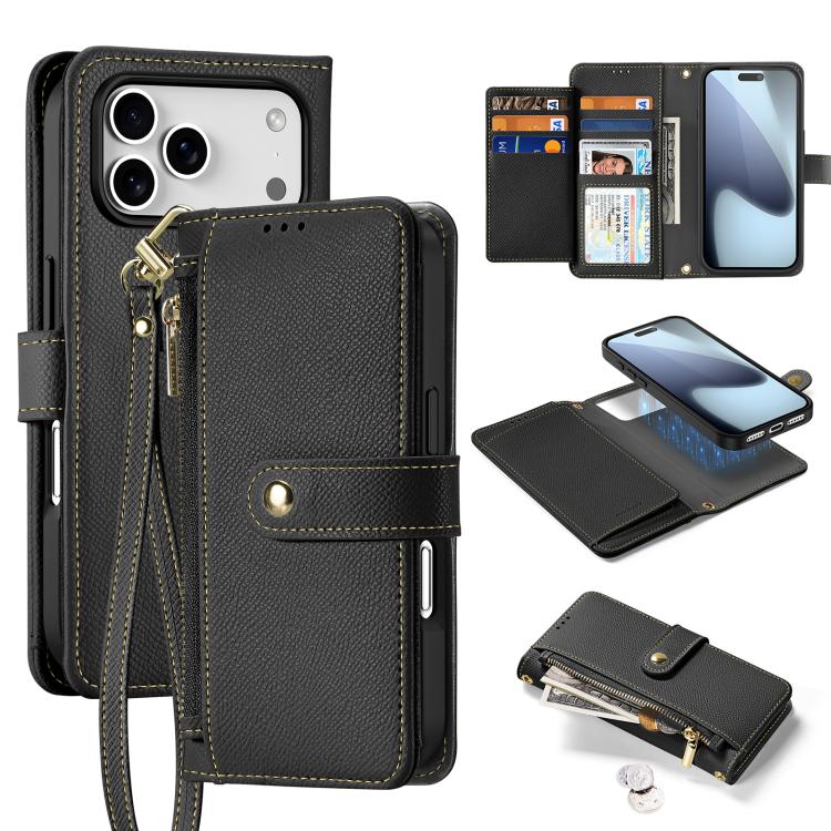 Dux Ducis Lawa Series 2 in 1 Wallet Zipper Detachable MagSafe Phone Case with Lanyard - For iPhone 17 Pro Max / 17 Pro / 17 / 17 Air / 16e / 16 Pro Max / 16 Pro / 16 Plus