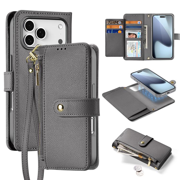 Dux Ducis Lawa Series 2 in 1 Wallet Zipper Detachable MagSafe Phone Case with Lanyard - For iPhone 17 Pro Max / 17 Pro / 17 / 17 Air / 16e / 16 Pro Max / 16 Pro / 16 Plus