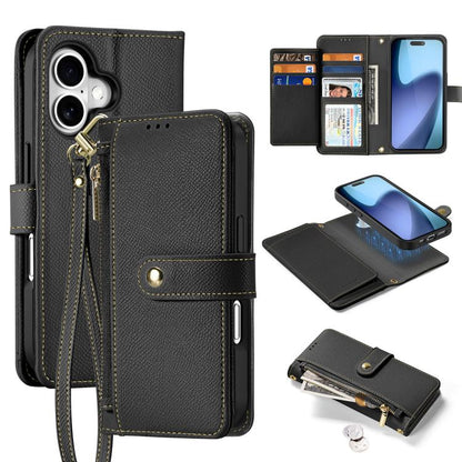 Dux Ducis Lawa Series 2 in 1 Wallet Zipper Detachable MagSafe Phone Case with Lanyard - For iPhone 17 Pro Max / 17 Pro / 17 / 17 Air / 16e / 16 Pro Max / 16 Pro / 16 Plus