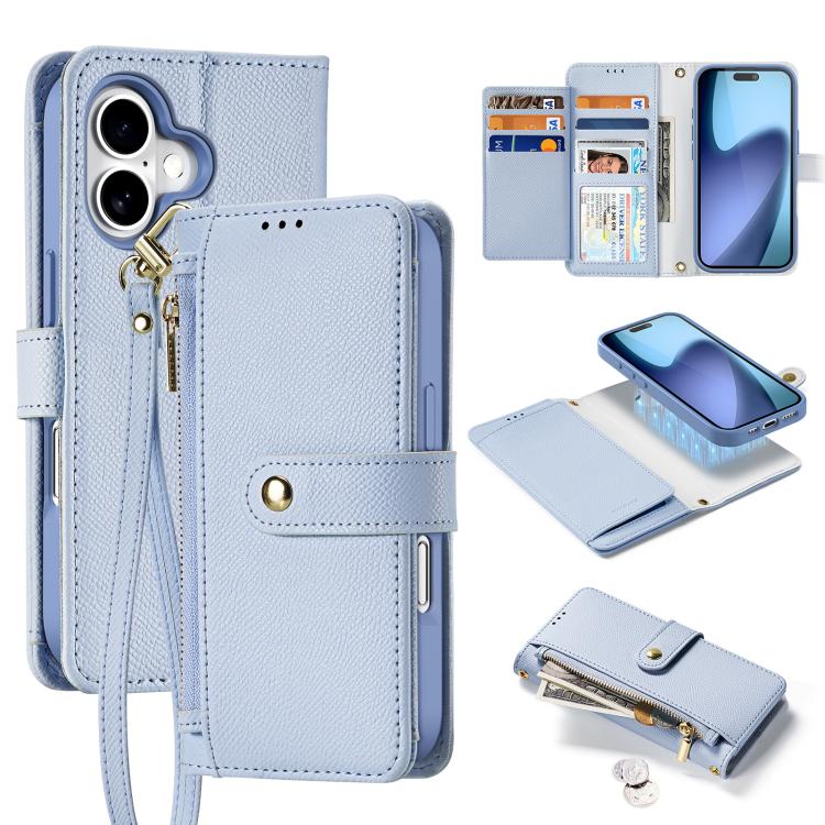Dux Ducis Lawa Series 2 in 1 Wallet Zipper Detachable MagSafe Phone Case with Lanyard - For iPhone 17 Pro Max / 17 Pro / 17 / 17 Air / 16e / 16 Pro Max / 16 Pro / 16 Plus