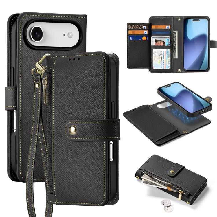Dux Ducis Lawa Series 2 in 1 Wallet Zipper Detachable MagSafe Phone Case with Lanyard - For iPhone 17 Pro Max / 17 Pro / 17 / 17 Air / 16e / 16 Pro Max / 16 Pro / 16 Plus