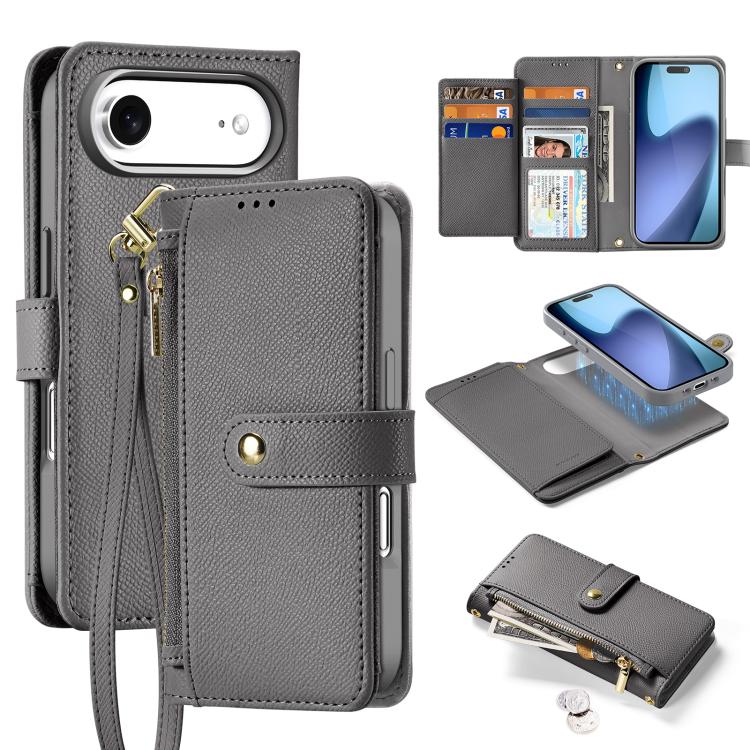 Dux Ducis Lawa Series 2 in 1 Wallet Zipper Detachable MagSafe Phone Case with Lanyard - For iPhone 17 Pro Max / 17 Pro / 17 / 17 Air / 16e / 16 Pro Max / 16 Pro / 16 Plus