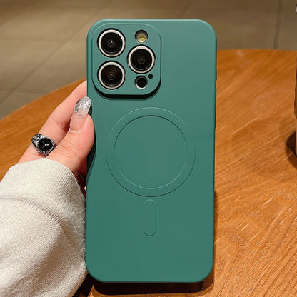 Solid Colour Liquid Silicone MagSafe Phone Case - For iPhone 16 Pro