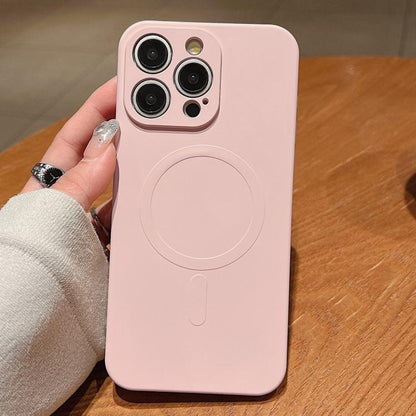 Solid Colour Liquid Silicone MagSafe Phone Case - For iPhone 16 Pro