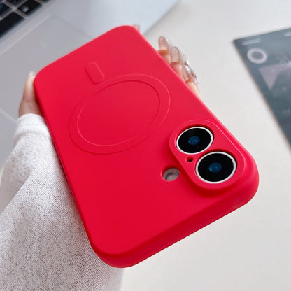 Solid Colour Liquid Silicone MagSafe Phone Case - For iPhone 16 Plus