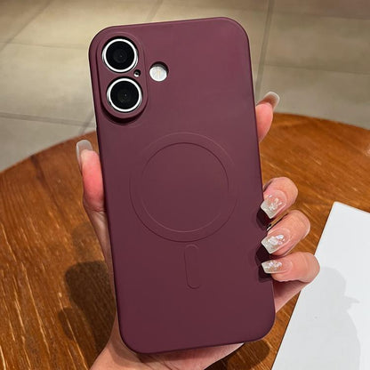 Solid Colour Liquid Silicone MagSafe Phone Case - For iPhone 16 Plus