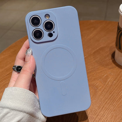 Solid Colour Liquid Silicone MagSafe Phone Case - For iPhone 15 Pro Max