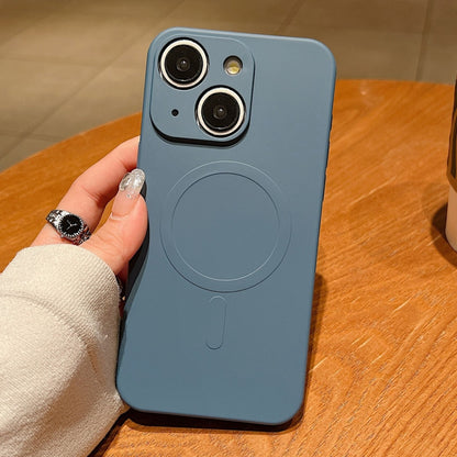 Solid Colour Liquid Silicone MagSafe Phone Case - For iPhone 15 Plus