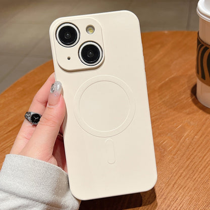 Solid Colour Liquid Silicone MagSafe Phone Case - For iPhone 14 Plus