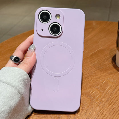 Solid Colour Liquid Silicone MagSafe Phone Case - For iPhone 14 Plus