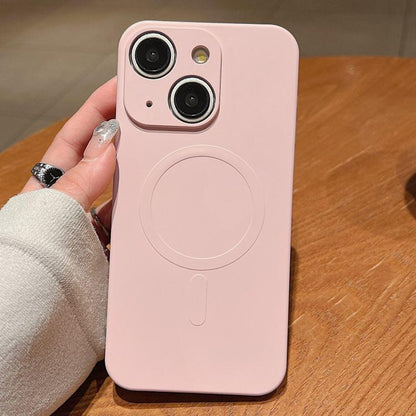 Solid Colour Liquid Silicone MagSafe Phone Case - For iPhone 13