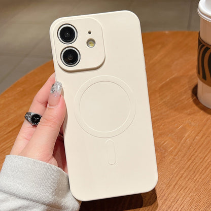 Solid Colour Liquid Silicone MagSafe Phone Case - For iPhone 12