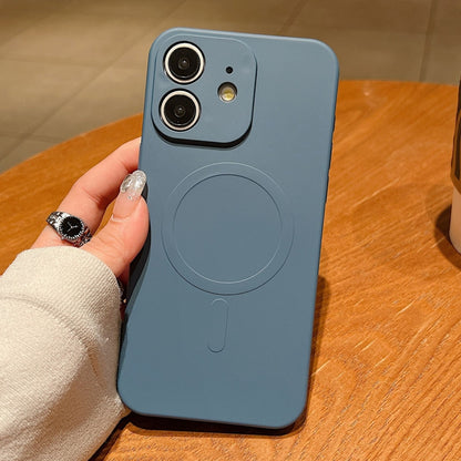 Solid Colour Liquid Silicone MagSafe Phone Case - For iPhone 12