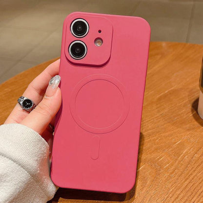 Solid Colour Liquid Silicone MagSafe Phone Case - For iPhone 12