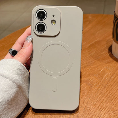 Solid Colour Liquid Silicone MagSafe Phone Case - For iPhone 12