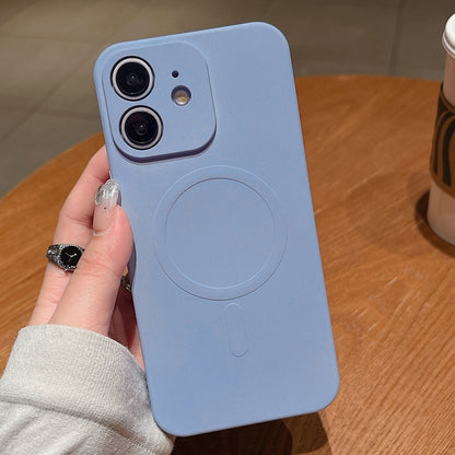 Solid Colour Liquid Silicone MagSafe Phone Case - For iPhone 12