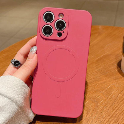 Solid Color Liquid Silicone MagSafe Magnetic Phone Case - For iPhone 12 Pro