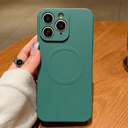 Solid Colour Liquid Silicone MagSafe Phone Case - For iPhone 11 Pro Max