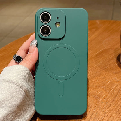 Solid Colour Liquid Silicone MagSafe Phone Case - For iPhone 11