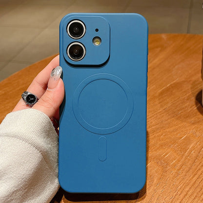 Solid Colour Liquid Silicone MagSafe Magnetic Phone Case - For iPhone 11