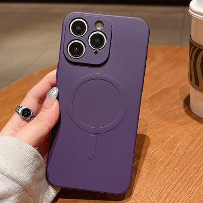 Solid Colour Liquid Silicone MagSafe Phone Case - For iPhone 11 Pro