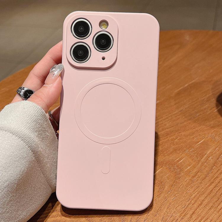 Solid Color Liquid Silicone MagSafe Magnetic Phone Case - For iPhone 11 Pro