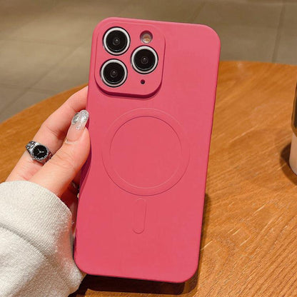 Solid Color Liquid Silicone MagSafe Magnetic Phone Case - For iPhone 11 Pro