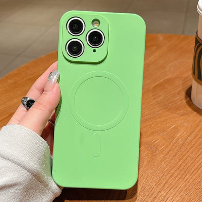 Solid Colour Liquid Silicone MagSafe Magnetic Phone Case - For iPhone 11 Pro