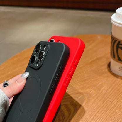 Solid Colour Liquid Silicone MagSafe Magnetic Phone Case - For iPhone 11