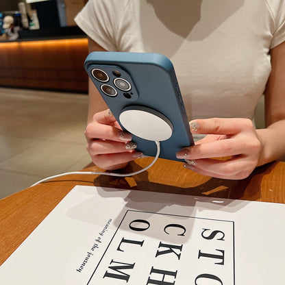 Solid Colour Liquid Silicone MagSafe Phone Case - For iPhone 11 Pro