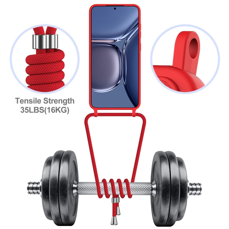 Integrated Card Bag Solid Colour Liquid Silicone Phone Case with Lanyard - For Samsung Galaxy S25+ / S25 Ultra / S24 FE