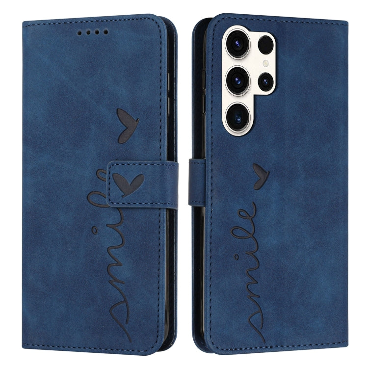 Skin Feel Heart Embossed PU Leather Phone Case with Long Lanyard - For Samsung Galaxy S25 Edge / S25 / S24 / S25+ / S24+ / S25 Ultra