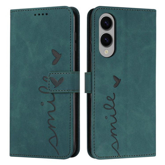Skin Feel Heart Embossed PU Leather Phone Case with Long Lanyard - For Samsung Galaxy S25 Edge / S25 / S24 / S25+ / S24+ / S25 Ultra