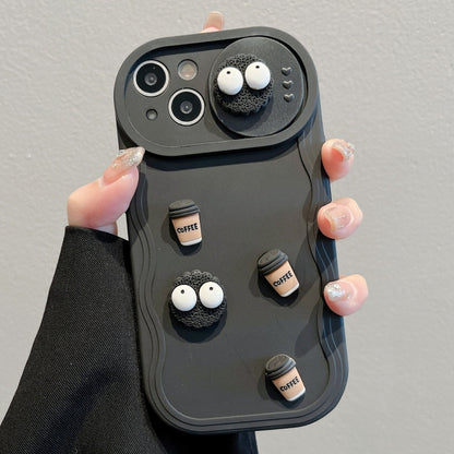 Briquettes Sliding CamShield 3D Coffee TPU Phone Case - For iPhone 14 Series / 13 Series / 12