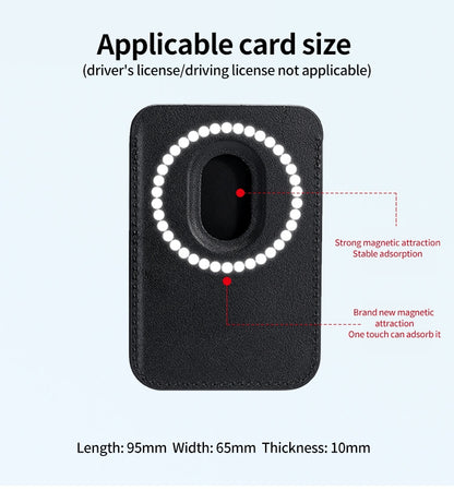 Single Card Slot MagSafe Magnetic PU Leather Card Holder