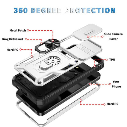 Sliding CamShield TPU Hybrid PC Phone Case with Holder - For Samsung Galaxy S25 Series