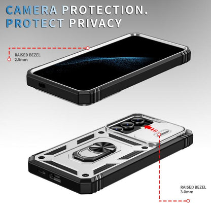 Sliding CamShield TPU Hybrid PC Phone Case with Holder - For Samsung Galaxy S25 Series