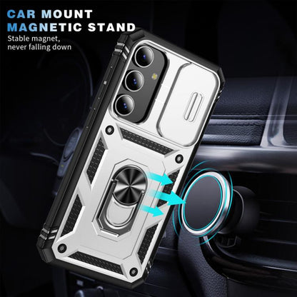 Sliding CamShield TPU Hybrid PC Phone Case with Holder - For Samsung Galaxy S25 Series