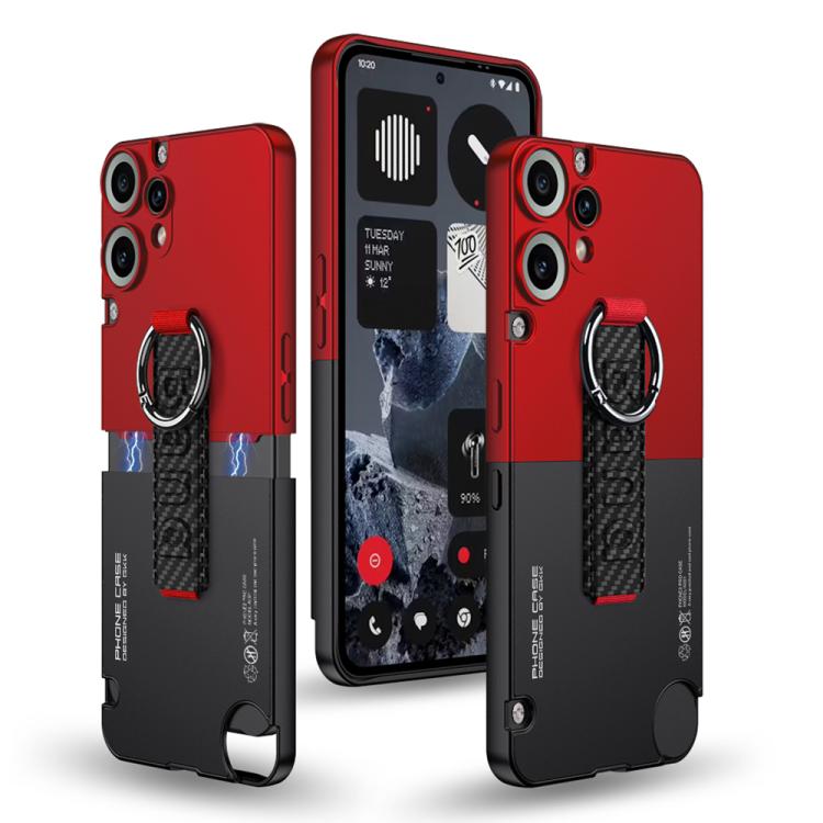 GKK Mortise-Tenon Connection Contrast Colour Phone Case with Ring Wrist Strap - For Nothing CMF Phone 2 Pro