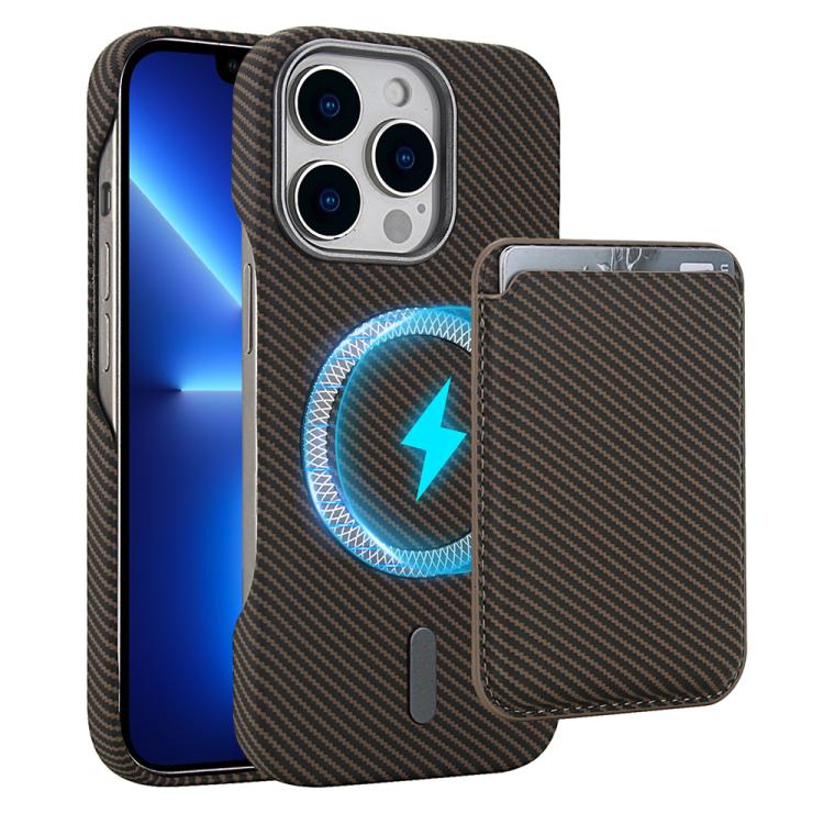 Carbon Fiber MagSafe Magnetic Card Holder Phone Case - For iPhone 12 / 13 / 13 Pro / 13 Pro Max