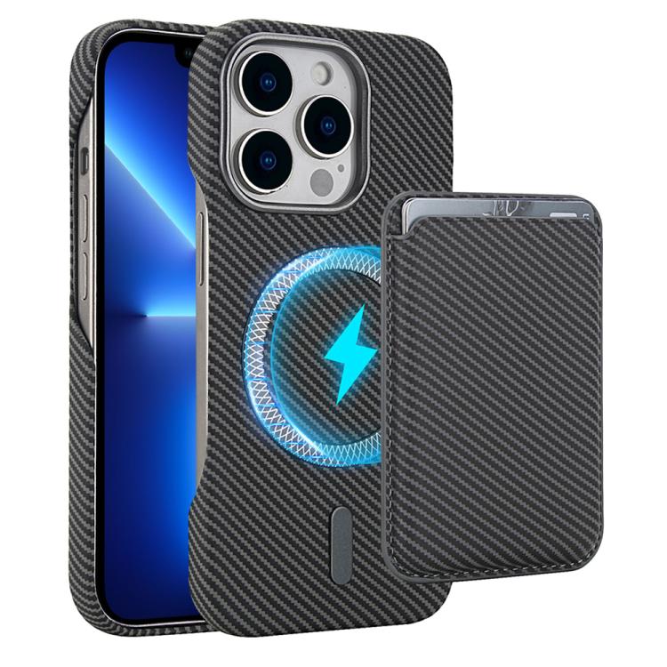 Carbon Fiber MagSafe Magnetic Card Holder Phone Case - For iPhone 12 / 13 / 13 Pro / 13 Pro Max