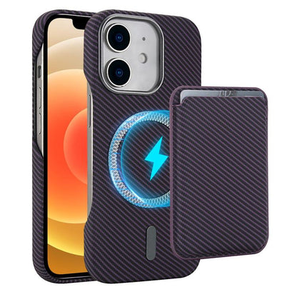 Carbon Fiber MagSafe Magnetic Card Holder Phone Case - For iPhone 12 / 13 / 13 Pro / 13 Pro Max