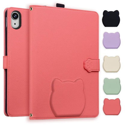 Cat Skin-feel Litchi PU Leather Smart Tablet Case - For iPad Air 11 / Pro 11 / Pro 13 / iPad (2025 / 2022)
