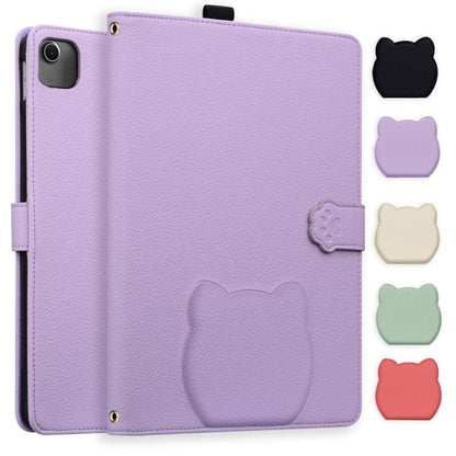 Cat Skin-feel Litchi PU Leather Smart Tablet Case - For iPad Air 11 / Pro 11 / Pro 13 / iPad (2025 / 2022)