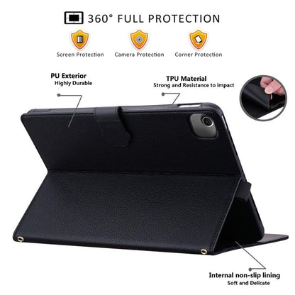 Cat Skin-feel Litchi PU Leather Smart Tablet Case - For iPad Air 13 / Mini (2024) / Mini 6 / iPad 10.2