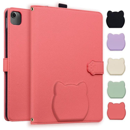 Cat Skin-feel Litchi PU Leather Smart Tablet Case - For iPad Air 13 / Mini (2024) / Mini 6 / iPad 10.2