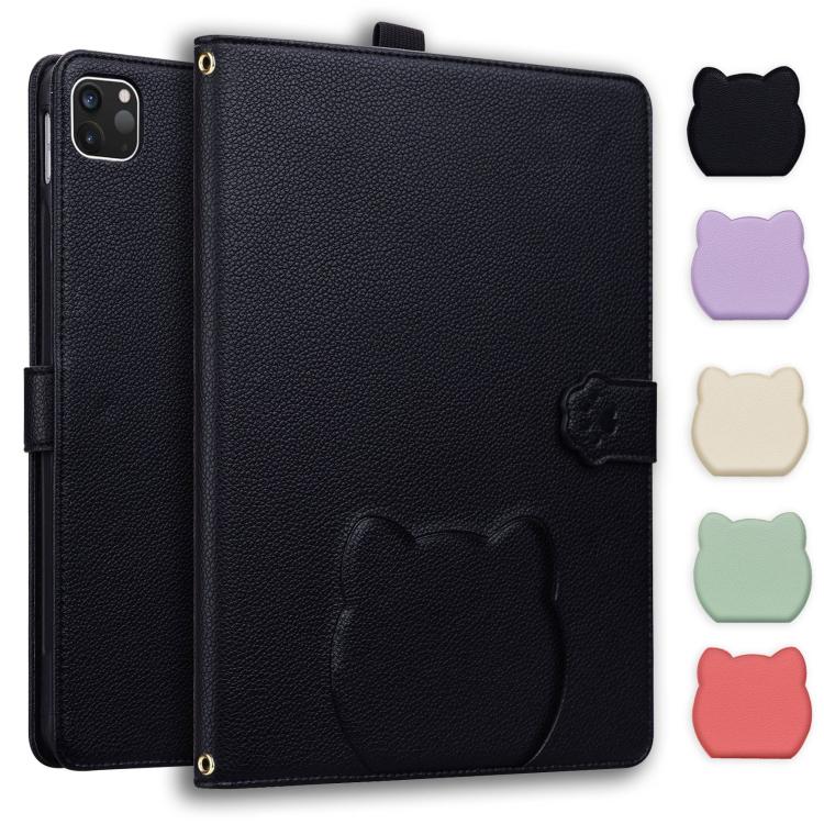 Cat Skin-feel Litchi PU Leather Smart Tablet Case - For iPad Air 11 / Pro 11 / Pro 13 / iPad (2025 / 2022)