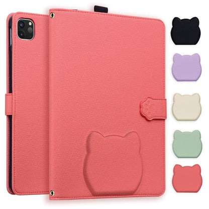 Cat Skin-feel Litchi PU Leather Smart Tablet Case - For iPad Air 11 / Pro 11 / Pro 13 / iPad (2025 / 2022)