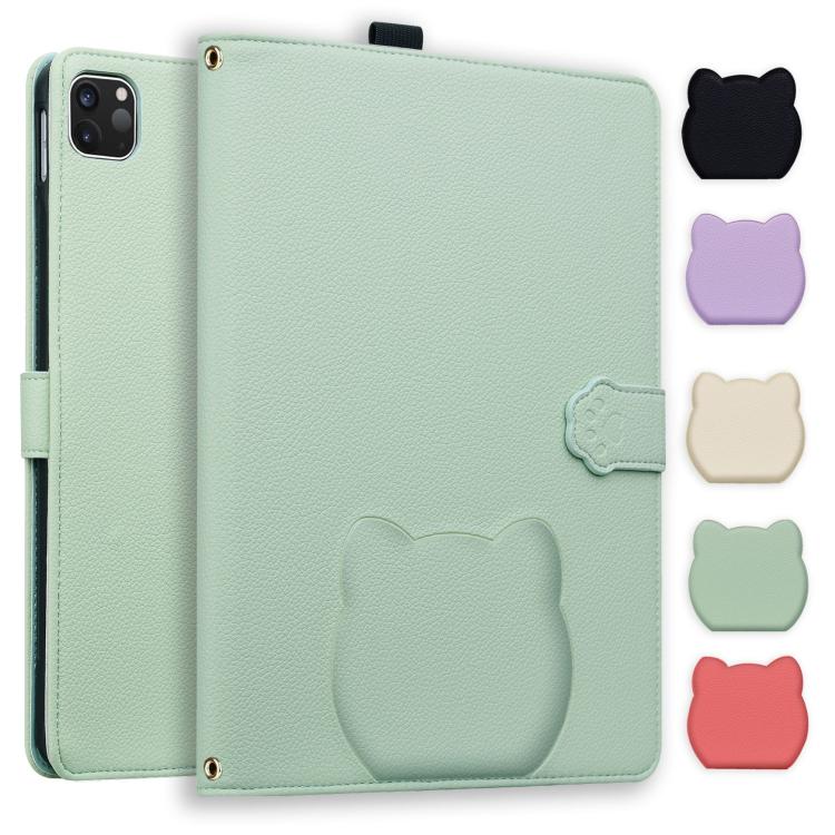 Cat Skin-feel Litchi PU Leather Smart Tablet Case - For iPad Air 11 / Pro 11 / Pro 13 / iPad (2025 / 2022)